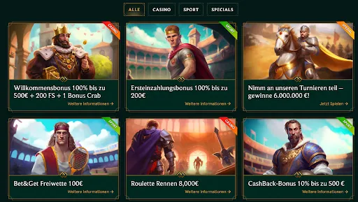 Sie die besten Bonusaktionen bei Casinia – von Freiwetten bis zu exklusiven Turnieren und 500 € Cashback Bonusangebote bei Casinia – Willkommensbonus, Cashback, Freiwetten und Turniere mit Millionengewinnen
